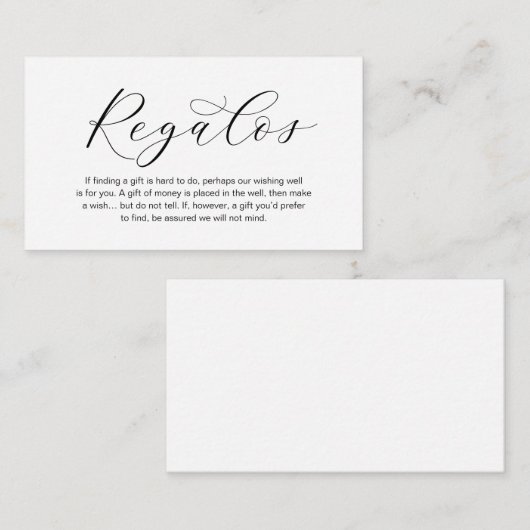 Een opmerking over Huwelijkscadeaus, Regalos, mooi Informatiekaartje (Voorkant / Achterkant)