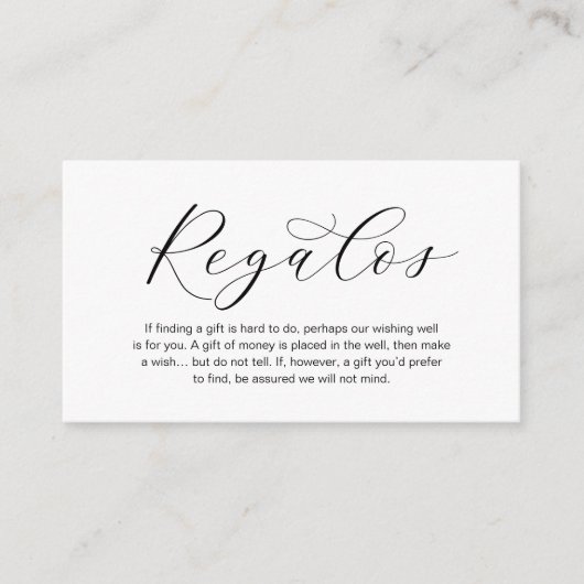 Een opmerking over Huwelijkscadeaus, Regalos, mooi Informatiekaartje (Voorkant)