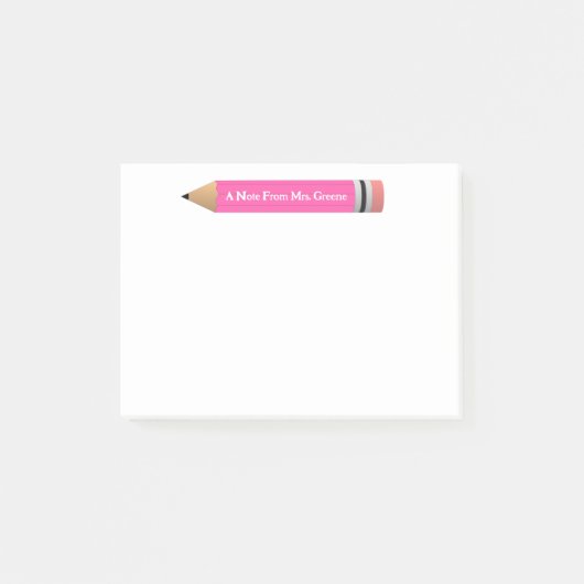 Een opmerking van de leerling-roze potlood post-it® notes (Voorkant)