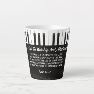 Een oproep tot aanbidding en gehoorzaamheid Piano  Latte Mok