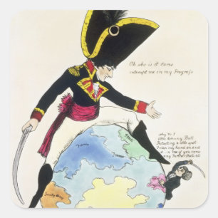 Een opslag op een Stride over het Wereldbol, 1803 Vierkante Sticker