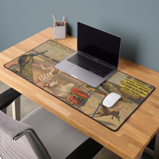 Een optredende zebu en pauw met clown trainer bureaumat (Kantoor 2)