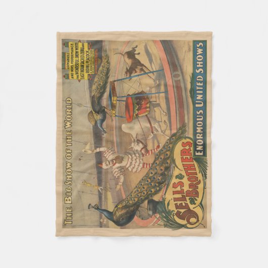 Een optredende zebu en pauw met clown trainer fleece deken (Voorkant)