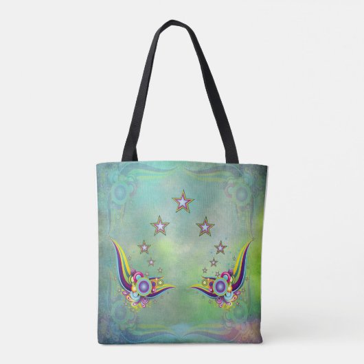 Een opvallend aquamarine abstract tote bag (Achterkant)