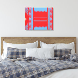 Een opvallend patroon van rood en blauw, elegant f canvas afdruk