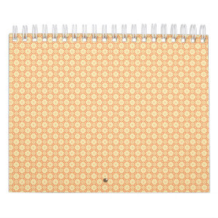 Een oranje en witte achtergrond met een motief kalender