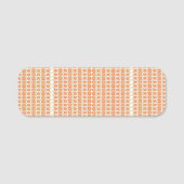 Een oranje en witte gestreepte achtergrond met kle naamplaatje (Voorkant)