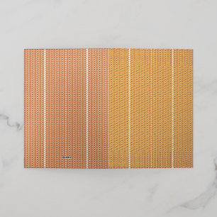 Een oranje vloerkleed met een textuurpatroon ligt folie wenskaart