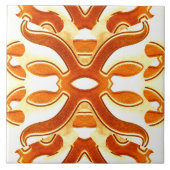 Een oranje wit klassiek trendy design tegeltje (Voorkant)