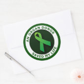 Een orgaandonor redde mijn leven ronde sticker (Envelop)