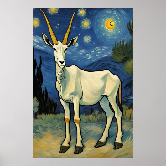 Een Oryx in een sterrennacht Poster (Voorkant)