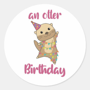 Een Otter Birthday wil een goede otter-klassieke Ronde Sticker