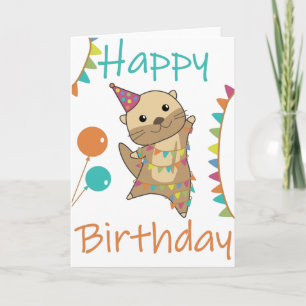 Een Otter Birthday wil graag een goede otter-kaart Kaart
