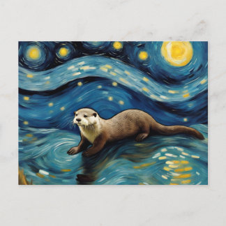 Een otter in het Sterrennacht Zee Briefkaart