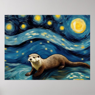 Een otter in het Sterrennacht Zee Poster