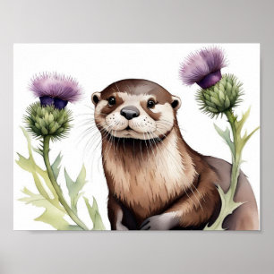 Een otter met distel poster
