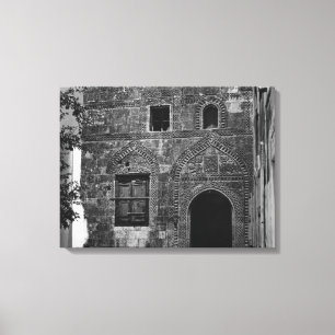 Een oud huis in Lindos, Rhodes Canvas Afdruk
