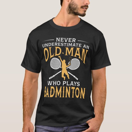 Een oud Man dat Badminton speelt T-shirt (Voorkant)