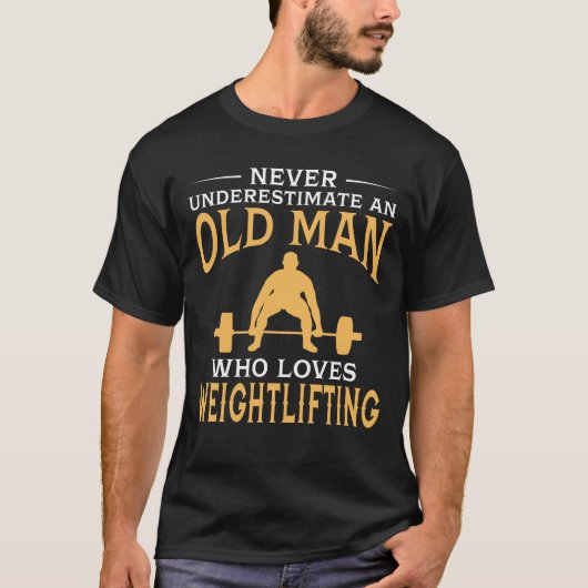 Een oud Man dat van gewicht houdt T-shirt (Voorkant)