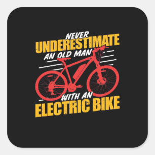 Een oud Man met een elektrische bike Vierkante Sticker
