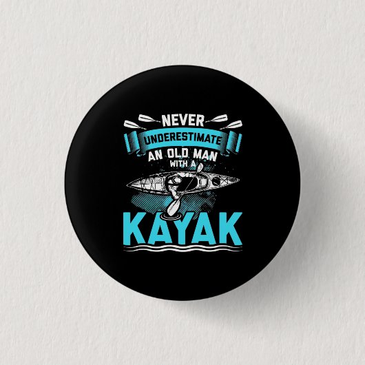 Een oud Man met een Kayak Ronde Button 3,2 Cm (Voorkant)