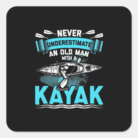 Een oud Man met een Kayak Vierkante Sticker (Voorkant)