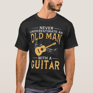 Een oud Man met gitaar T-shirt
