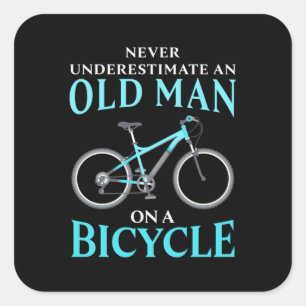 Een oud Man op een fiets Vierkante Sticker