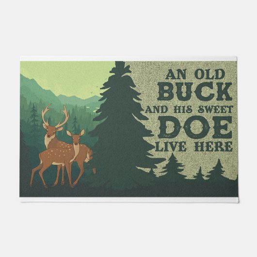 Een oude Buck en zijn zoete Doe wonen hier Deurmat (Voorkant)