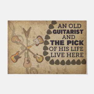 Een oude gitarist Rug, een grappige gitarist Room  Deurmat