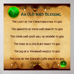 Een Oude Ierse Christma Zegen Parchment, Vierkant Poster