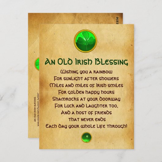 Een oude Ierse zegen voor geluk perkament Briefkaart (Voorkant / Achterkant)