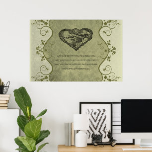 EEN OUDE IRISH WEDDING Bless Distress Damask Poster