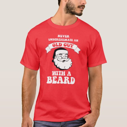 Een oude man met een baard... grappige kerstmis t-shirt (Voorkant)