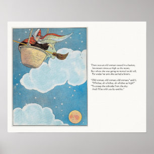 Een oude vrouw in een mand gegooid, Rhyme Poster