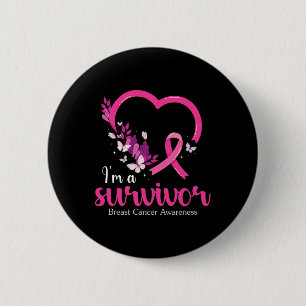 Een overlevende borstkanker bewustzijn vrouwen ronde button 5,7 cm