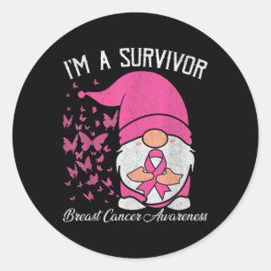 Een overlevende Pink Ribbon Borstkanker Awareness Ronde Sticker