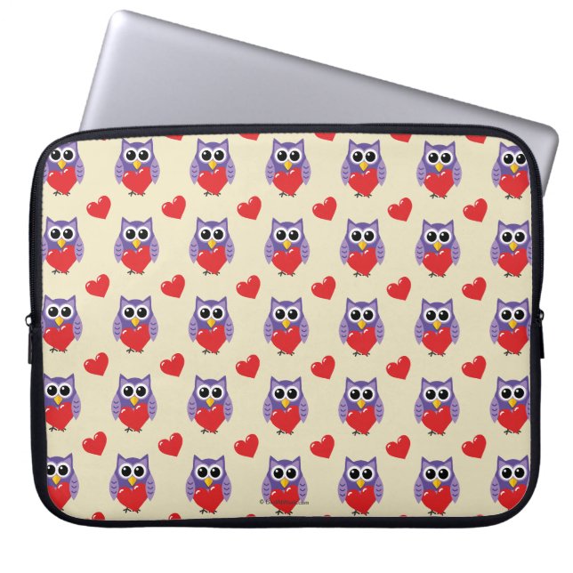 Een 'Owly Love Pattern' Laptop Sleeve (Voorkant)