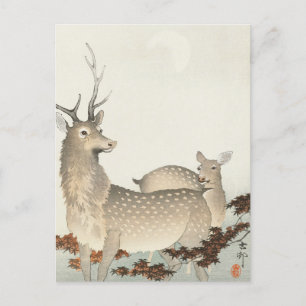 Een paar deers schilderen door Ohara Koson Briefkaart