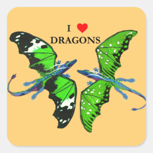Een paar dragons vierkante sticker