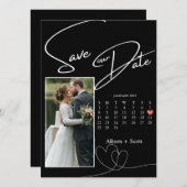 Een paar foto Moderne Script Calendar sparen de Da (Voorkant / Achterkant)
