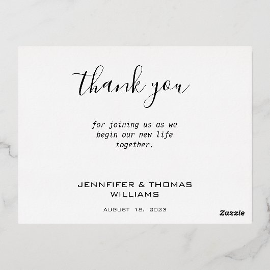 Een paar foto van het huwelijk met een elegante li folie feestdagen briefkaart (Achterkant)