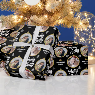 Een paar foto's voor kerstmis, modern zwart cadeaupapier