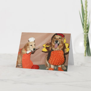 Een paar gouden Thanksgiving Turkije opzoeken Feestdagen Kaart