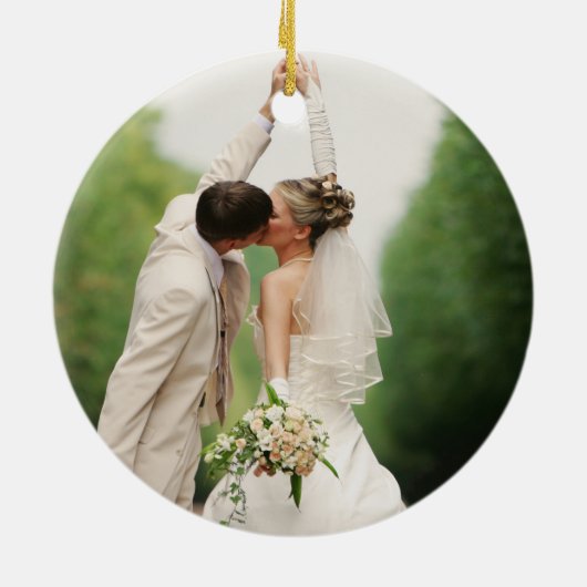 Een paar heren en mevrouw Eerste Kerstfeestdag Keramisch Ornament (Achterkant)