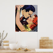 Een paar in een liefhebbende omhelzing heeft ze ro poster (Keuken)
