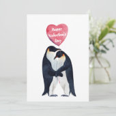 Een paar keizer Pinguins Valentijn Dag Kaart (Staand voorkant)