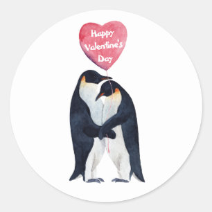 Een paar keizer Pinguins Valentijn Dag Ronde Sticker