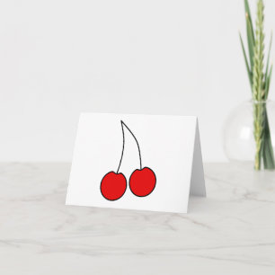 Een paar kersen. Zwart, rood en wit. Kaart