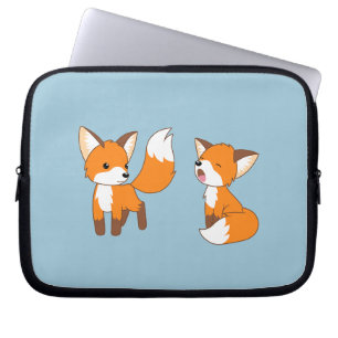 Een paar koele kleine koeien op blauw laptop sleeve